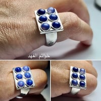 خاتم فضه ملكي تصميم خاص فخم مرصع ب6 فصوص زفير نجمي...