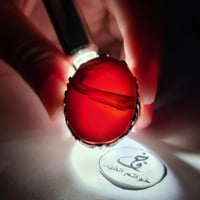 خاتم أسطوري فضه ثقيلة بحجر راهي عقيق يمني طبيعي لو...