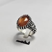 خاتم فضه حجر ياقوت اصفر برتقالي فاخر مميز