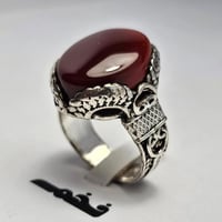 خاتم مميز مطلي فضه تصميم نجراني حجر عقيق فخم