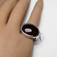 خاتم فضه ملكي فخم حجر عقيق يمني طبيعي لون فاخر