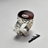 خاتم فضه ملكي تصميم مميز حجر عقيق يماني طبيعي فخم