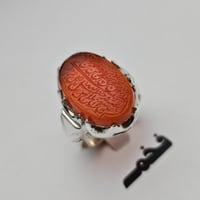 خاتم فضه فخم تصميم مميز حجر عقيق يماني منقوش ومن ي...