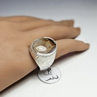 خاتم فضه فخم حجر عقيق يماني طبيعي مصور نادر