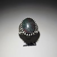 خاتم فضه فخم حجر الدم عقيق يماني طبيعي نادر