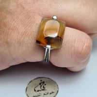 خاتم ملكي فضه بحجر عقيق يمني فخم