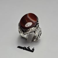 خاتم مميز مطلي فضه تصميم نجراني حجر عقيق فخم