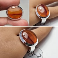 خاتم فضة ملكي فخم حجر عقيق يماني طبيعي بعرق زعفران...