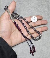 مسباح لولو اسود طبيعي زراعي فخم سبحة لؤلؤ نادر 50...