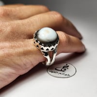 خاتم فضه فخم بحجر سليماني بقراني طبيعي نادر