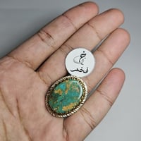 خاتم فضه تصميم فخم نقش يدوي حجر فيروز نيشابوري اير...
