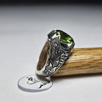 خاتم فضه تصميم فخم نقش يدوي حجر اكسندرايت متغير ال...