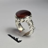 خاتم فضه ملكي تصميم مميز حجر عقيق يماني طبيعي فخم