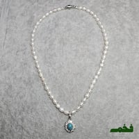 عقد لؤلؤ فخم مع قلادة فيروز مرصعة بالزركون السويسر...