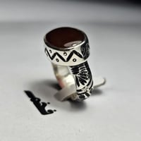 خاتم ملكي فضه نقش يدوي نادر حجر عقيق يمني طبيعي لو...