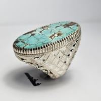 خاتم فضه تحفة فنية حجر فيروز نيشابوري طبيعي نادر ج...