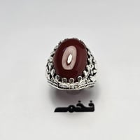 خاتم مميز مطلي فضه تصميم نجراني حجر عقيق فخم