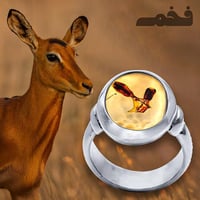 خاتم ملكي فضه نادر ب حجر عقيق يماني طبيعي مصور غزا...
