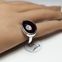 خاتم فضه ملكي فخم حجر عقيق يمني طبيعي لون فاخر