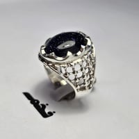 خاتم فضه فخم حجر النجوم المتوهج مع تعديل المقاس لل...