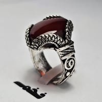 خاتم مميز مطلي فضه تصميم نجراني حجر عقيق فخم