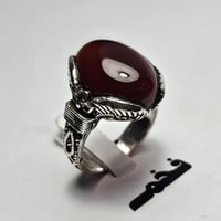 خاتم مميز مطلي فضه تصميم نجراني حجر عقيق فخم