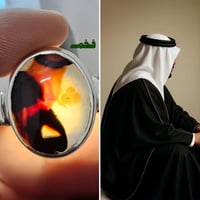 خاتم فضه نادر حجر عقيق يماني طبيعي مصور شيخ جالس