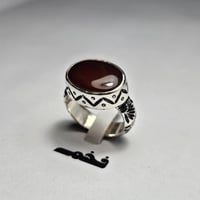 خاتم ملكي فضه نقش يدوي نادر حجر عقيق يمني طبيعي لو...