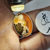 خاتم ملكي فضه عقيق يمني طبيعي طحلبي نادر جدا