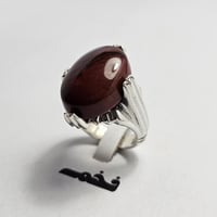 خاتم فضه فخم حجر الدم يماني فاخر