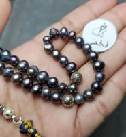 مسباح لولو اسود طبيعي زراعي فخم سبحة لؤلؤ نادر 50...