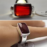 خاتم ملكي فضه حجر عقيق يماني طبيعي مميز جدا