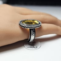 خاتم فضه تصميم فخم حجر كهرمان حشري طبيعي نادر داخل...