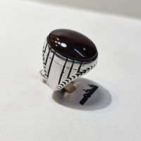 خاتم مطلي فضه حجر عقيق مقاس الخاتم 10 امريكي