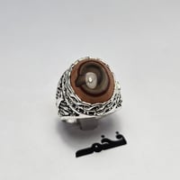 خاتم مطلي فضه مميز حجر عقيق سليماني يماني فخم