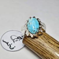 خاتم فضه تصميم مميز حجر فيروز نيشابوري طبيعي فخم