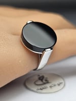 خاتم ملكي فضه ايطالي تصميم فخم حجر اسود مميز