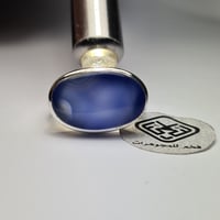 خاتم فضه ملكي بحجر عقيق يمني ازرق مميز