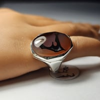 خاتم فضه نادر حجر عقيق يمني طبيعي مصور لله و شخص ر...