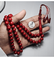 سبحة بكلايت بلجيكي احمر لون مرجان شكة تفصيل يدوي م...