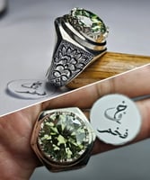 خاتم فضه فخم نقش يدوي حجر مازونايت ألماس امريكي فا...