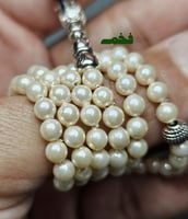 مسباح 99 خرزه لؤلؤ طبيعي زراعي صغير فخم سبحة لولو...