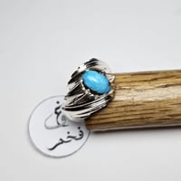 خاتم فضه تصميم مميز حجر فيروز نيشابوري طبيعي فخم