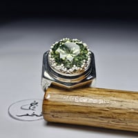 خاتم فضه فخم نقش يدوي حجر مازونايت ألماس امريكي فا...