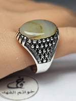 خاتم مميز مطلي فضه حجر عقيق فخم