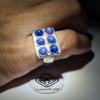 خاتم فضه ملكي تصميم خاص فخم مرصع ب6 فصوص زفير نجمي...