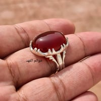 خاتم فضه فاخر بحجر عقيق يمني فخم