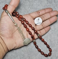 سبحة حجر الدم طبيعي يماني فاخر مسباح مميز 33 خرزه