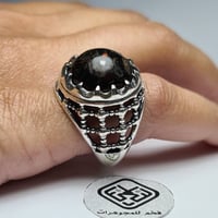 خاتم فضه فخم ومميز بحجر يسر طبيعي فاخر