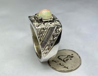 خاتم فضه فخم بحجر اوبال اثيوبي فل فاير طبيعي